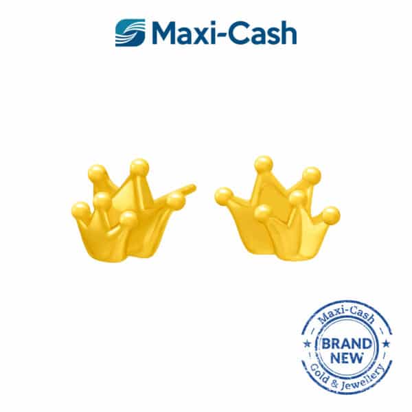 Regal Crowns Earrings in 999 Gold