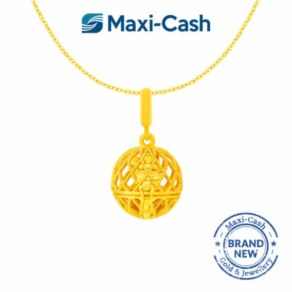 Fortune Cat Locket Pendant in 916 Gold