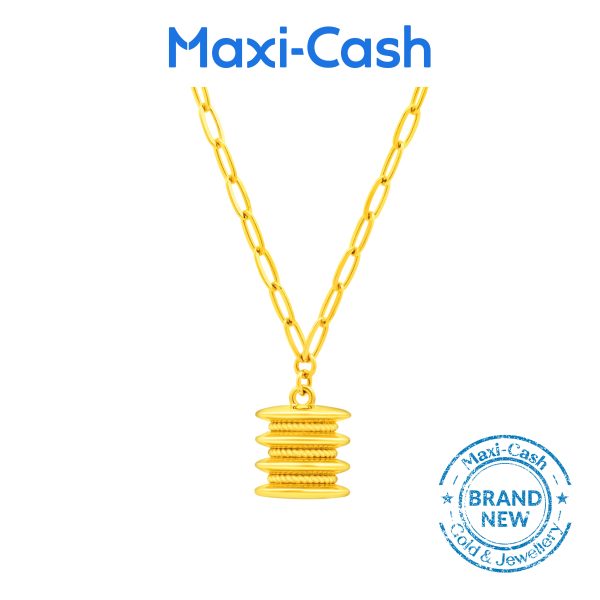 Golden Barrel Necklace in 916 Gold