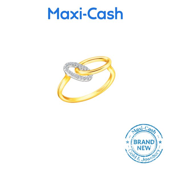 Diamond Dual Tone Interlink Ring in 14K Yellow Gold