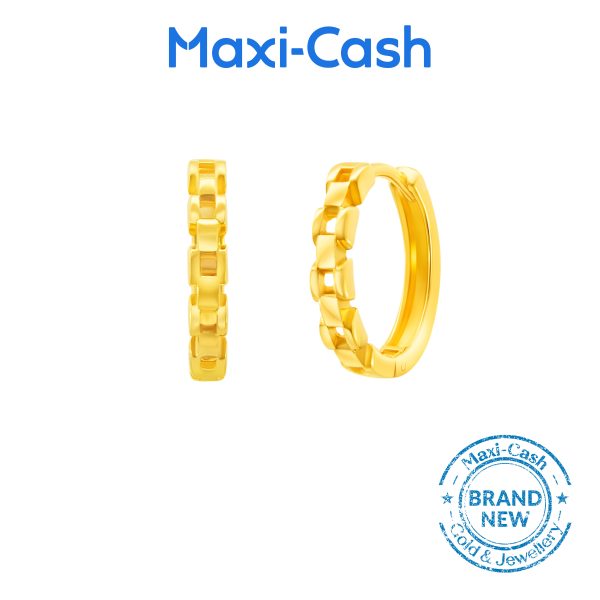 Seize Chain Hoop Earrings in 916 Gold