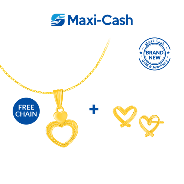 Heart Pendant and Earrings Bundle Deal