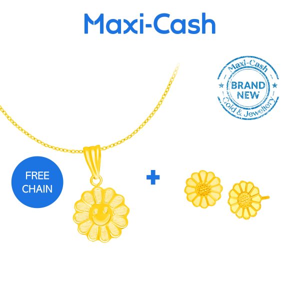 Daisy Flower Pendant and Earrings Bundle Deal