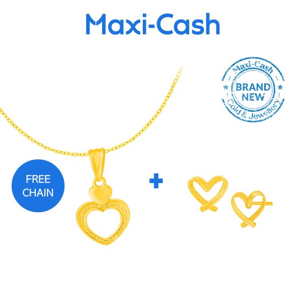 Heart Pendant and Earrings Bundle Deal