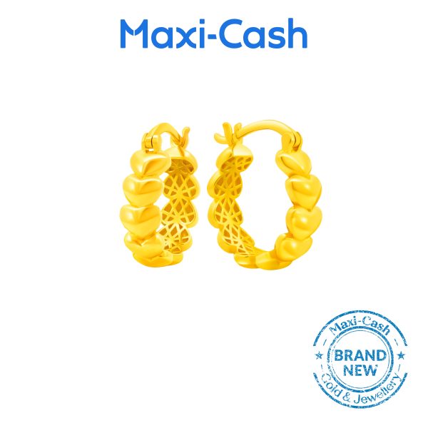 Sweetheart Hoops Earrings in 916 Gold