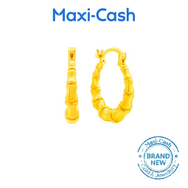 Bamboo Hoops Earrings in 916 Gold