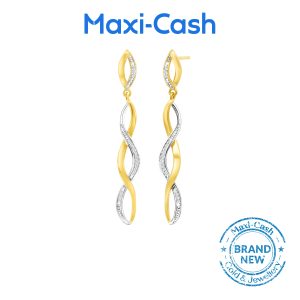 Diamond Eternal Twirl Earrings in 14K Yellow Gold
