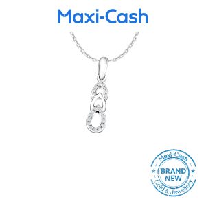 Diamond Trio Link Diamond Pendant in 18K White Gold