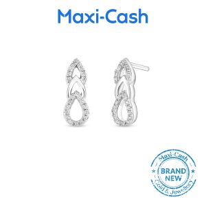 Diamond Trio Link Diamond Earrings in 18K White Gold