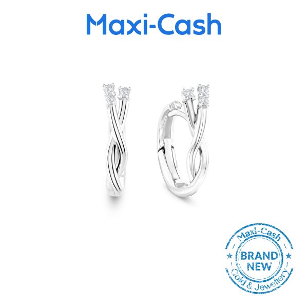 Diamond Intertwined Love Earrings in 14K White Gold