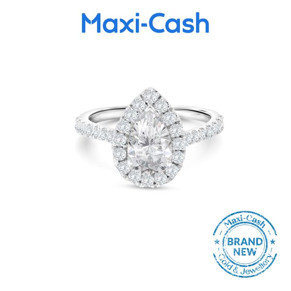 True Carat Diamond Nuevo Pear Radiance Ring in 18K White Gold - Image 2