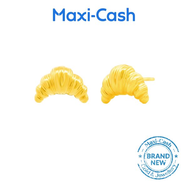 Croissant Doré Earrings in 916 Gold