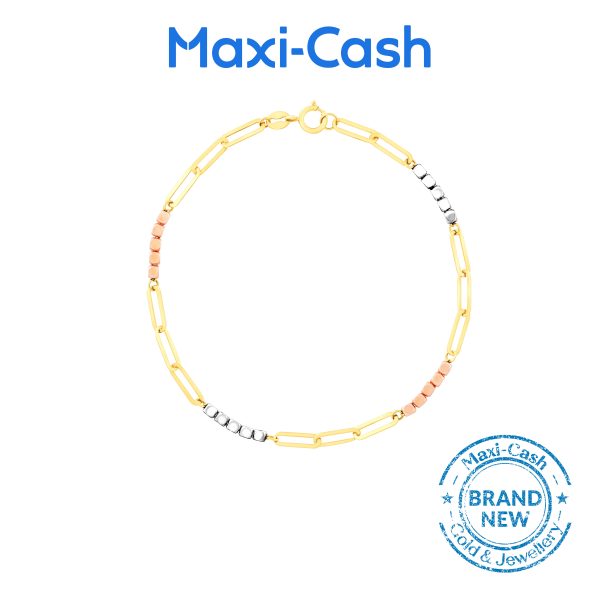 Links & Beads Tinkles Bracelet (Trio Colour) in 18K Gold