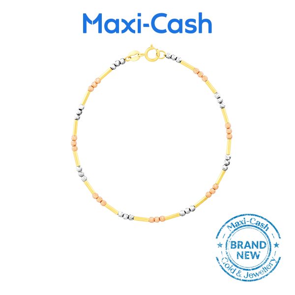 Beads Tinkles Bracelet (Trio Colour) in 18K Gold