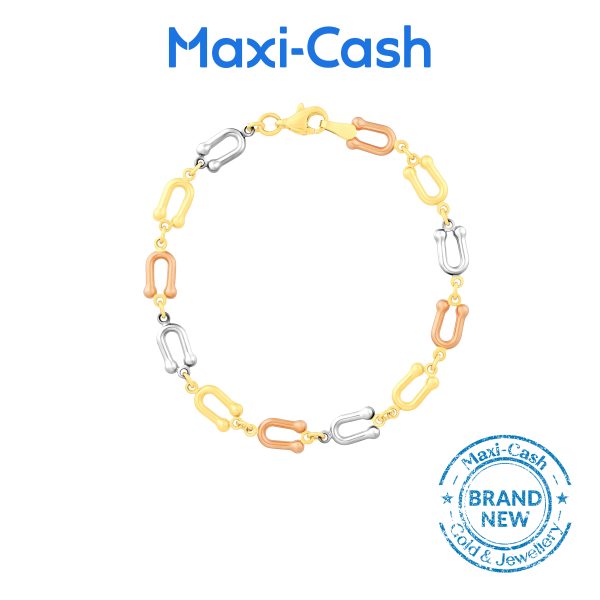 Hard Links Tinkles Bracelet (Trio Colour) in 18K Gold