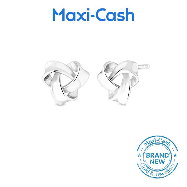 Ribbon Knot Tinkles Earrings in 18K White Gold