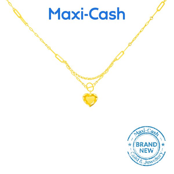 Faceted Heart Necklace in 916 Gold