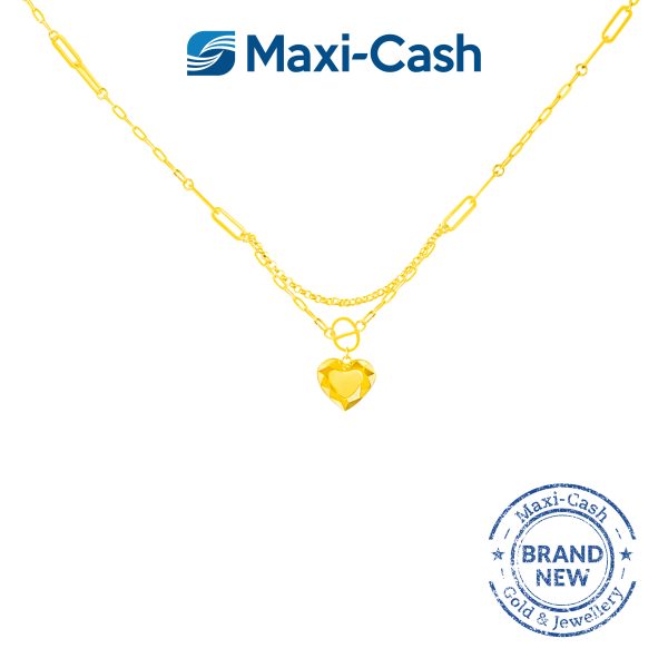 Faceted Heart Necklace in 916 Gold