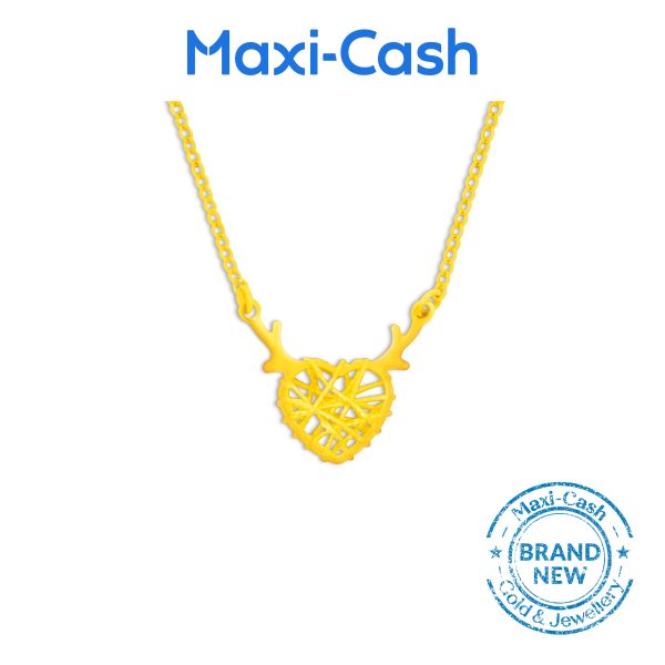 Golden Reindeer Necklace in 916 Gold