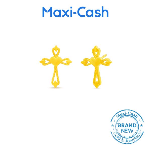Eternal Love Cross Earrings in 916 Gold