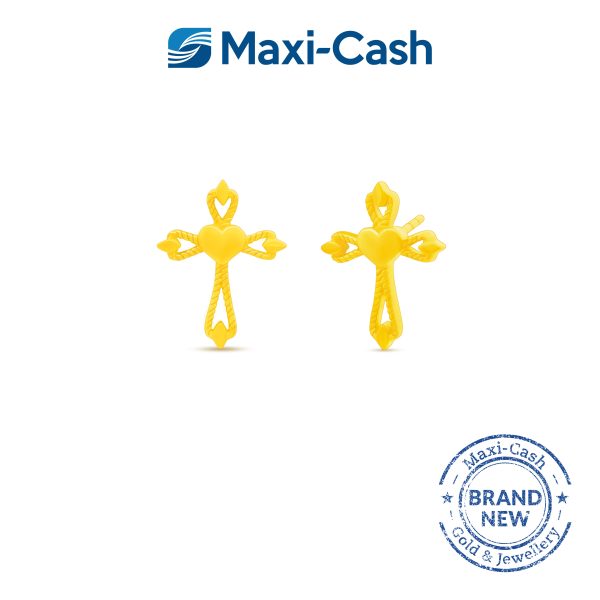 Eternal Love Cross Earrings in 916 Gold