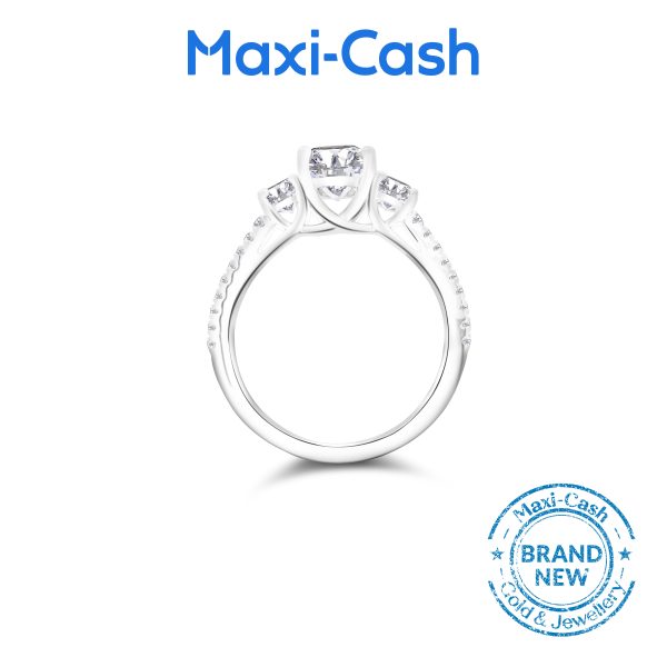 True Carat Diamond Nuevo Round Trilogy Ring in 18K White Gold - Image 2