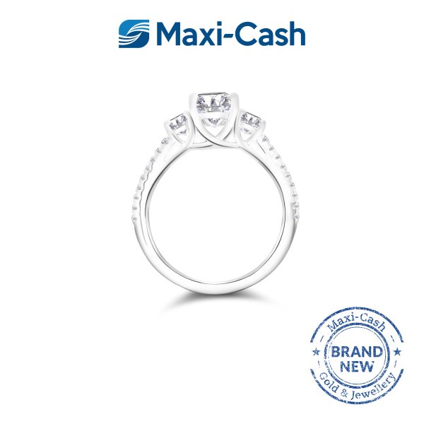 True Carat Diamond Nuevo Round Trilogy Ring in 18K White Gold - Image 2