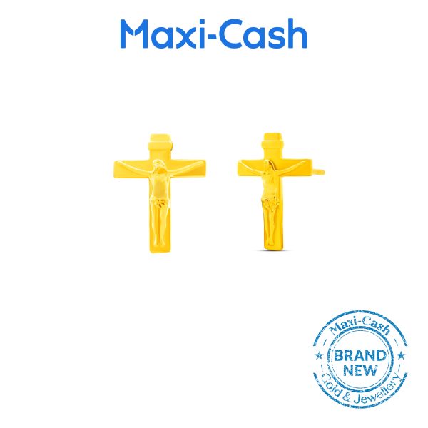 Crucifix Earrings in 916 Gold