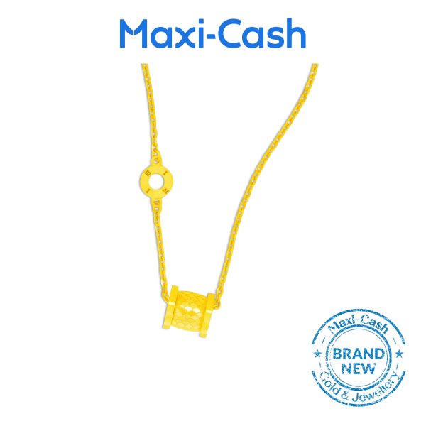 Golden Barrel Necklace in 916 Gold