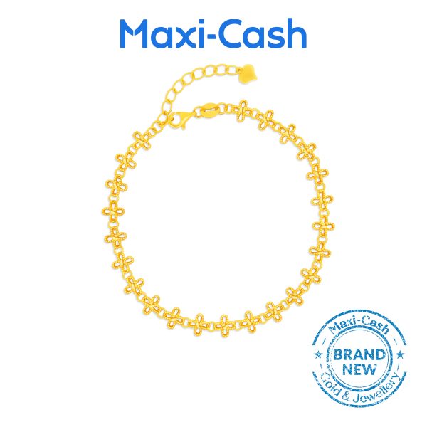 Floral Link Bracelet in 999 Gold