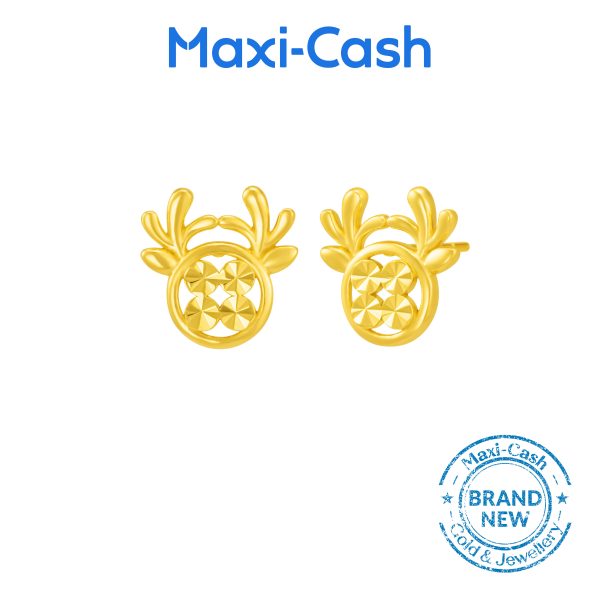 Golden Reindeer Earrings in 916 Gold
