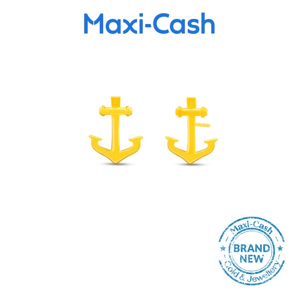 Golden Anchor Earrings in 916 Gold