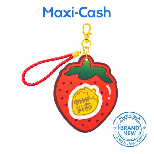 Lucky Fruits Strawberry Gold Keychain in 999 Gold