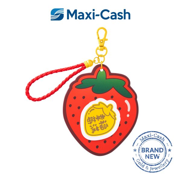 Lucky Fruits Strawberry Gold Keychain in 999 Gold