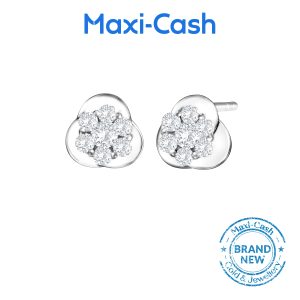 Diamond Trinity Bloom Earrings in 18K White Gold