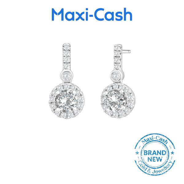 True Carat Diamond Nuevo Round Radiance Earrings in 18K White Gold