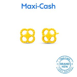 Beaded Clover Earrings in 916 Gold