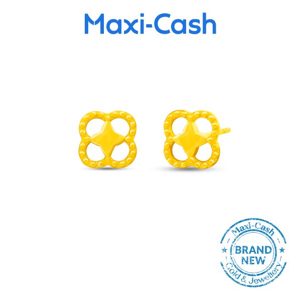Beaded Clover Earrings in 916 Gold