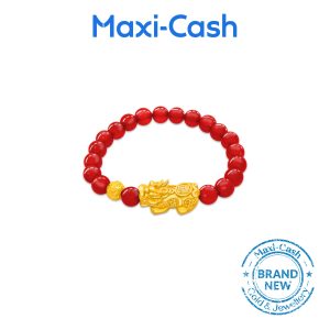 Golden Pixiu Bracelet (Red Agate) in 999 Gold