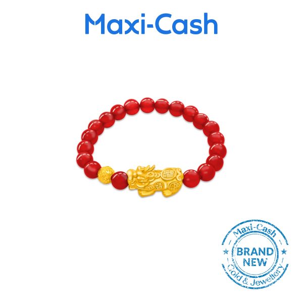 Golden Pixiu Bracelet (Red Agate) in 999 Gold