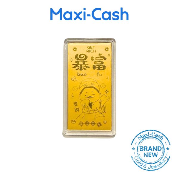 Fortune Flowing from All Corners Gold Bar in 999 Gold