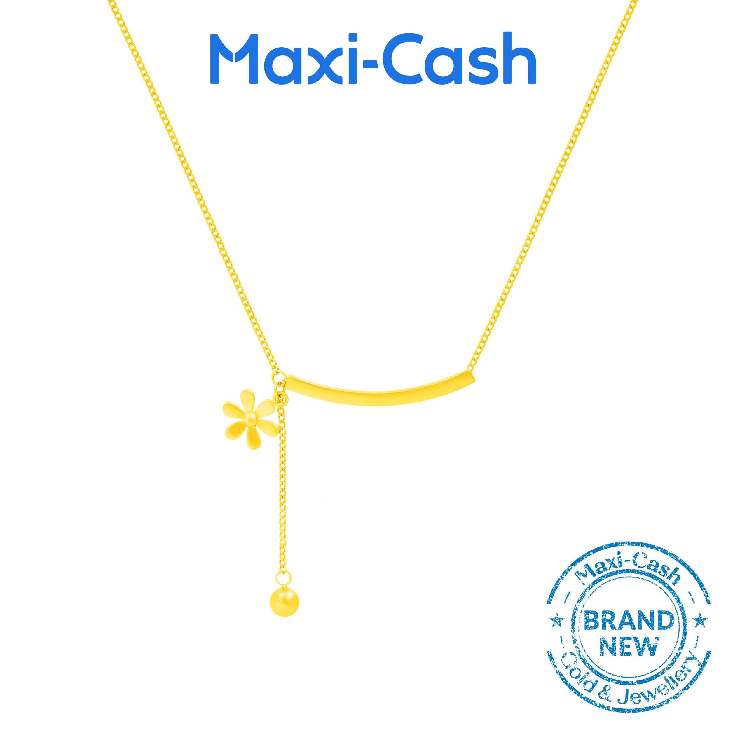 Trailing Bloom Flower Dangling Necklace in 916 Gold