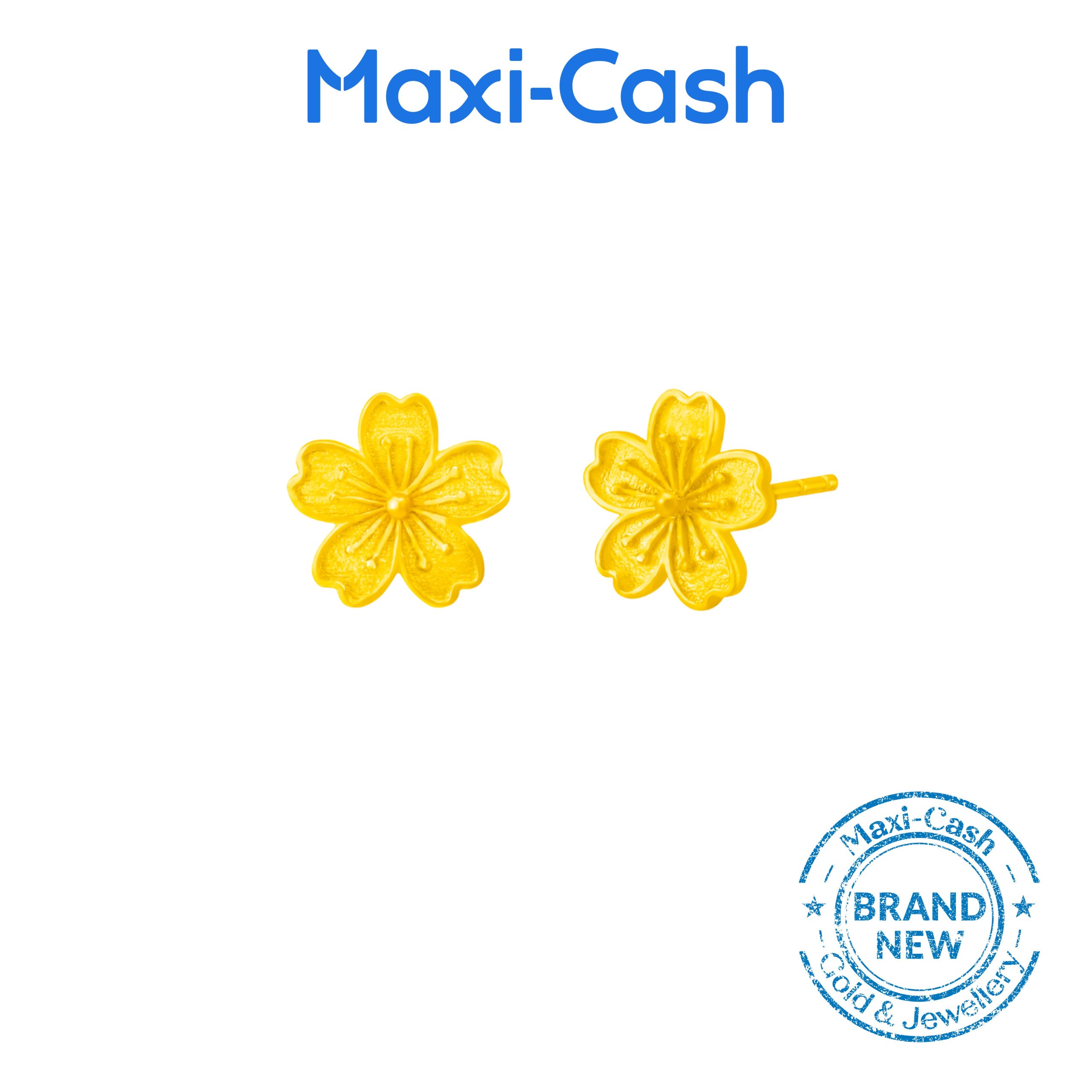 Sweet Cherry Blossom Flower Earrings in 999 Gold