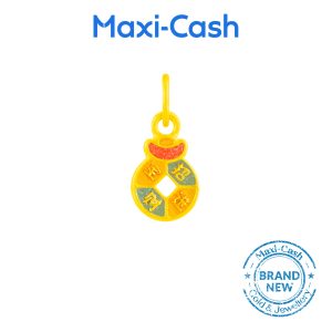Lucky Coin and Prosperity Ingot Fantasi Charm in 999 Gold