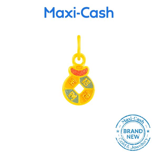 Lucky Ingot Coin Fantasi Charm in 999 Gold
