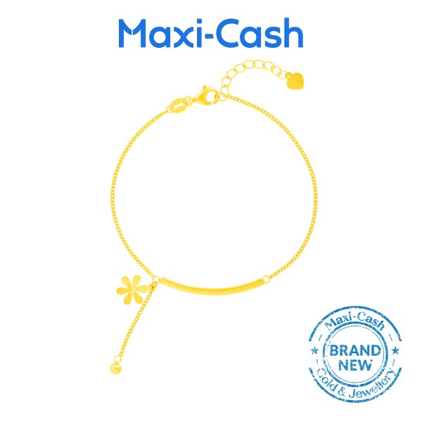 Trailing Bloom Flower Dangling Bracelet in 916 Gold