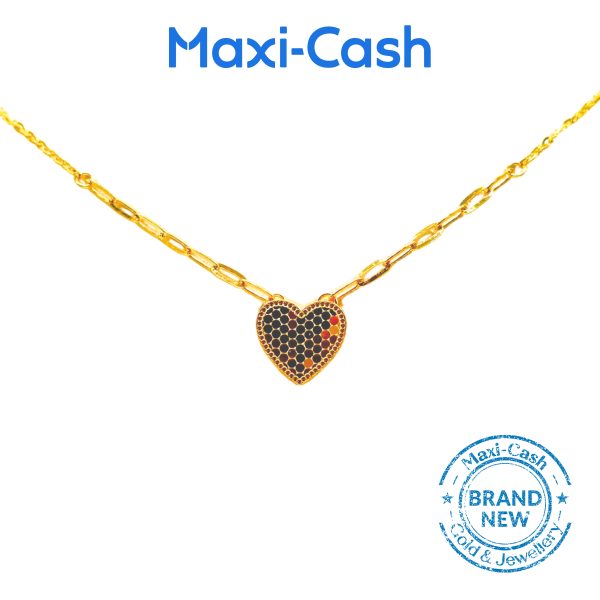Dazzling Hive Heart Necklace in 916 Gold
