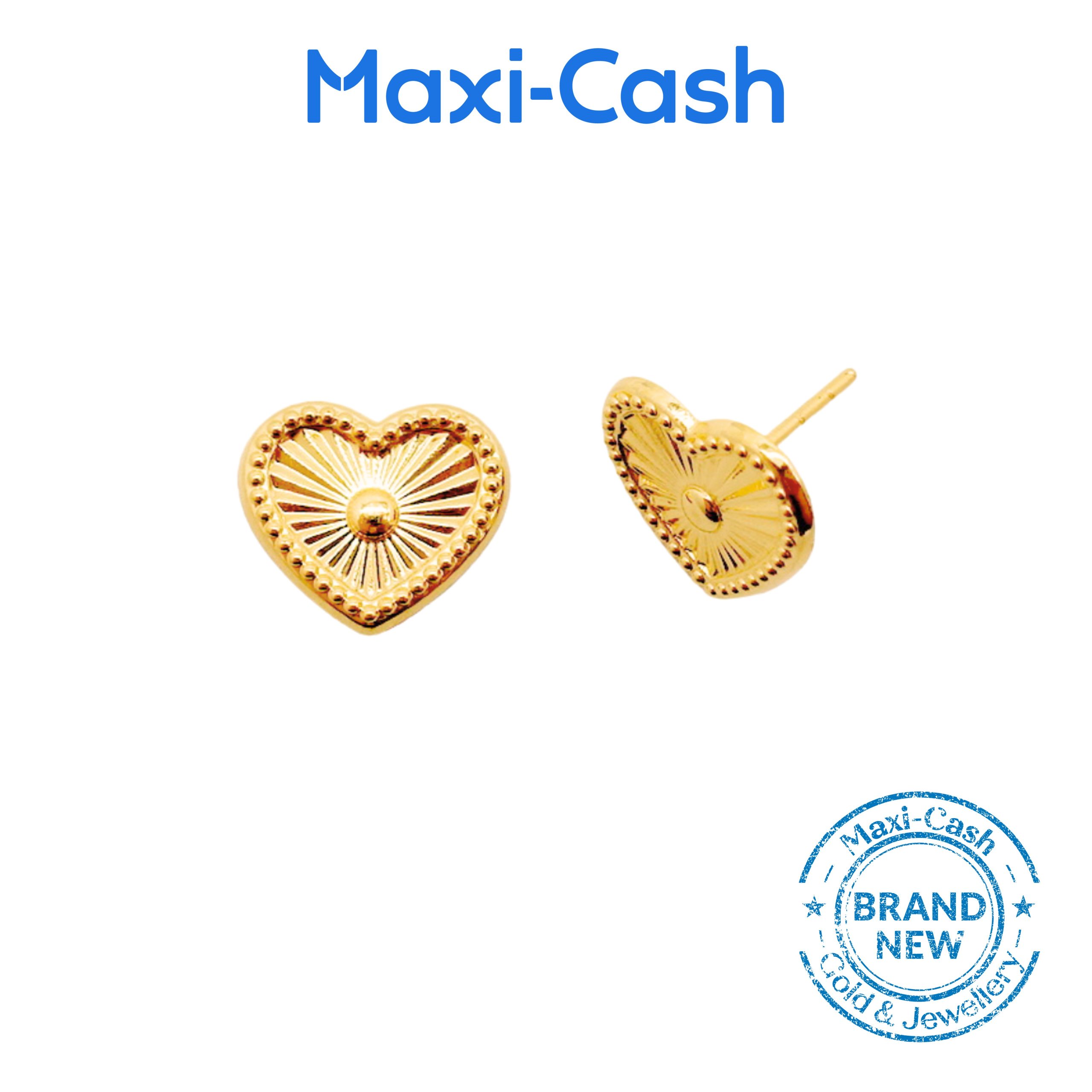 Sunshine Heart Earrings in 916 Gold