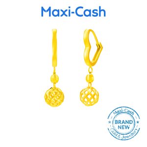Heart with Golden Orb Earrings in 916 Gold