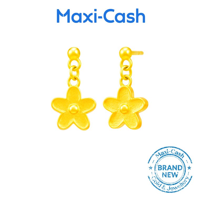 Chic Blossom Flower Earrings in 916 Gold